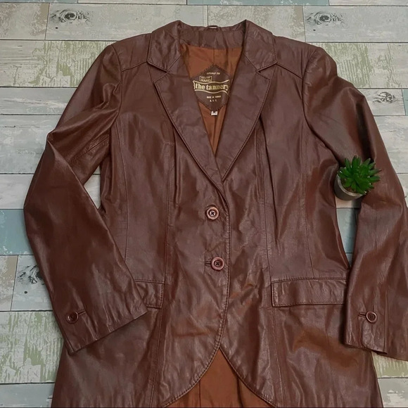 VINTAGE Montgomery Ward The Tannery Genuine Leather 70s Jacket - Picture 3 of 10